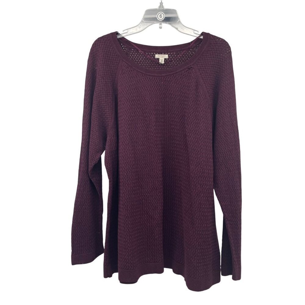 Sonoma Womens Knit Pullover Sweater Long Sleeve Maroon Size 3X